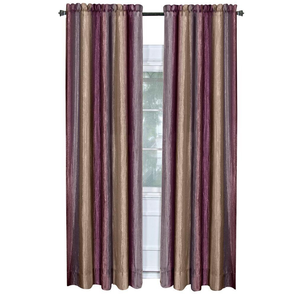 BOHO Pair Opaque Ombre Curtain Panel Aubergine 63”
